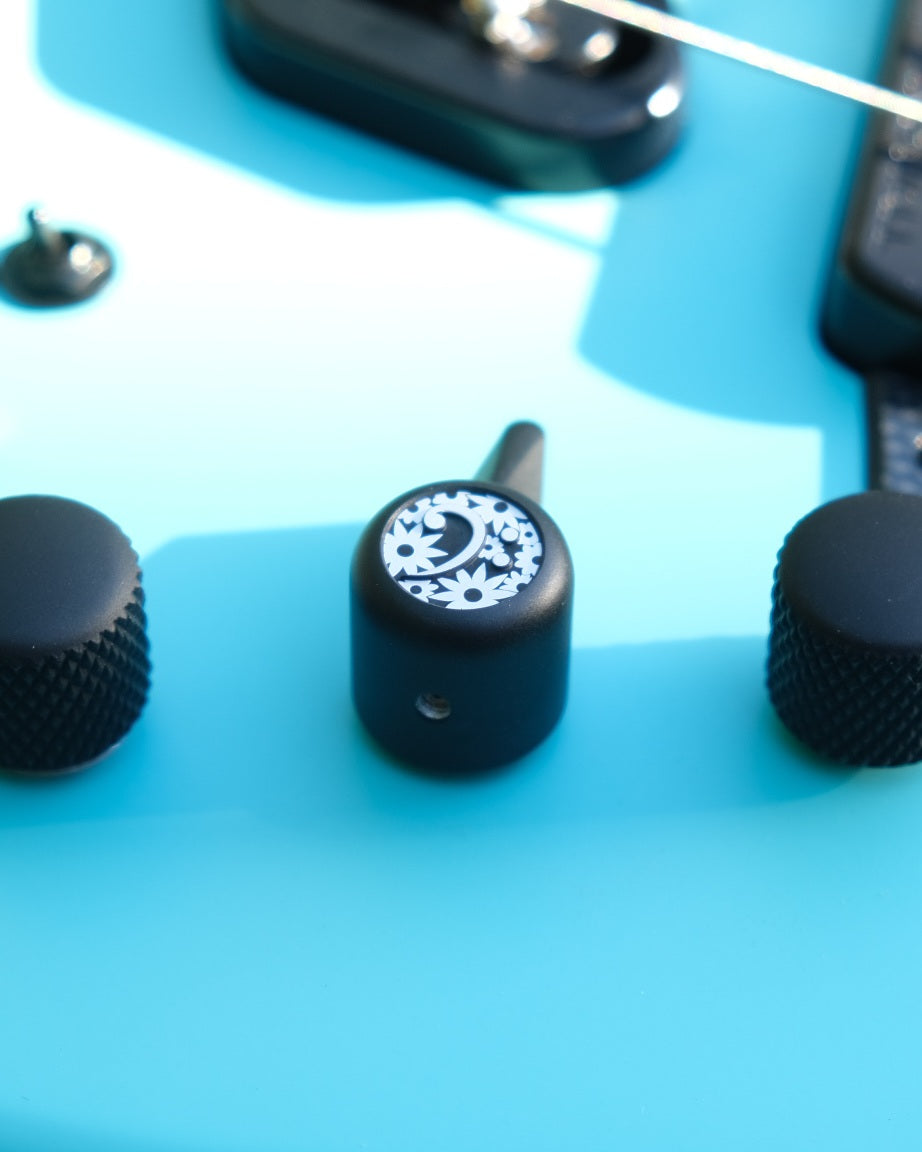 'The Selector' Bass Knob - Floral Bass Clef Design - Matte Black