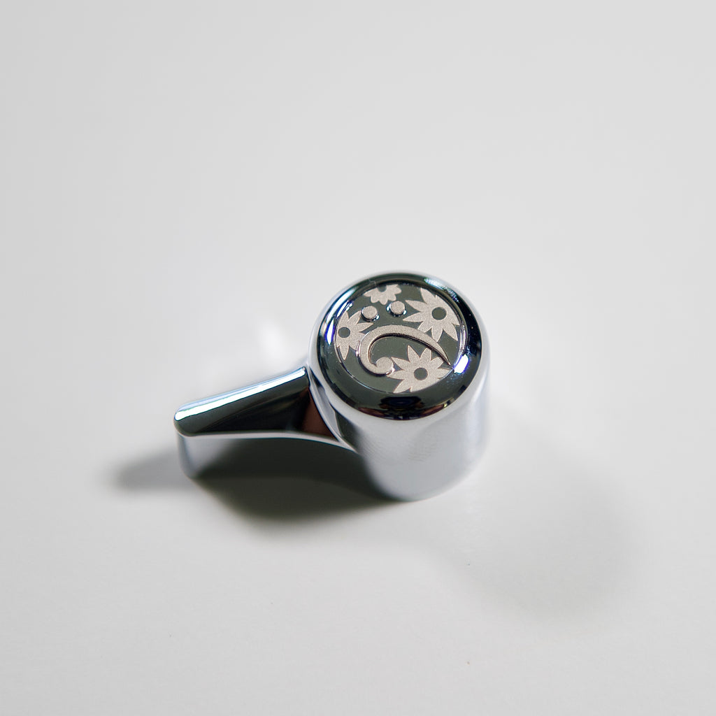 'The Selector' Bass Knob - Floral Bass Clef Design - Chrome