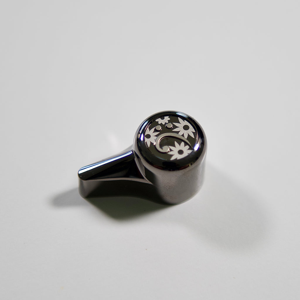 'The Selector' Bass Knob - Floral Bass Clef Design - Black Chrome