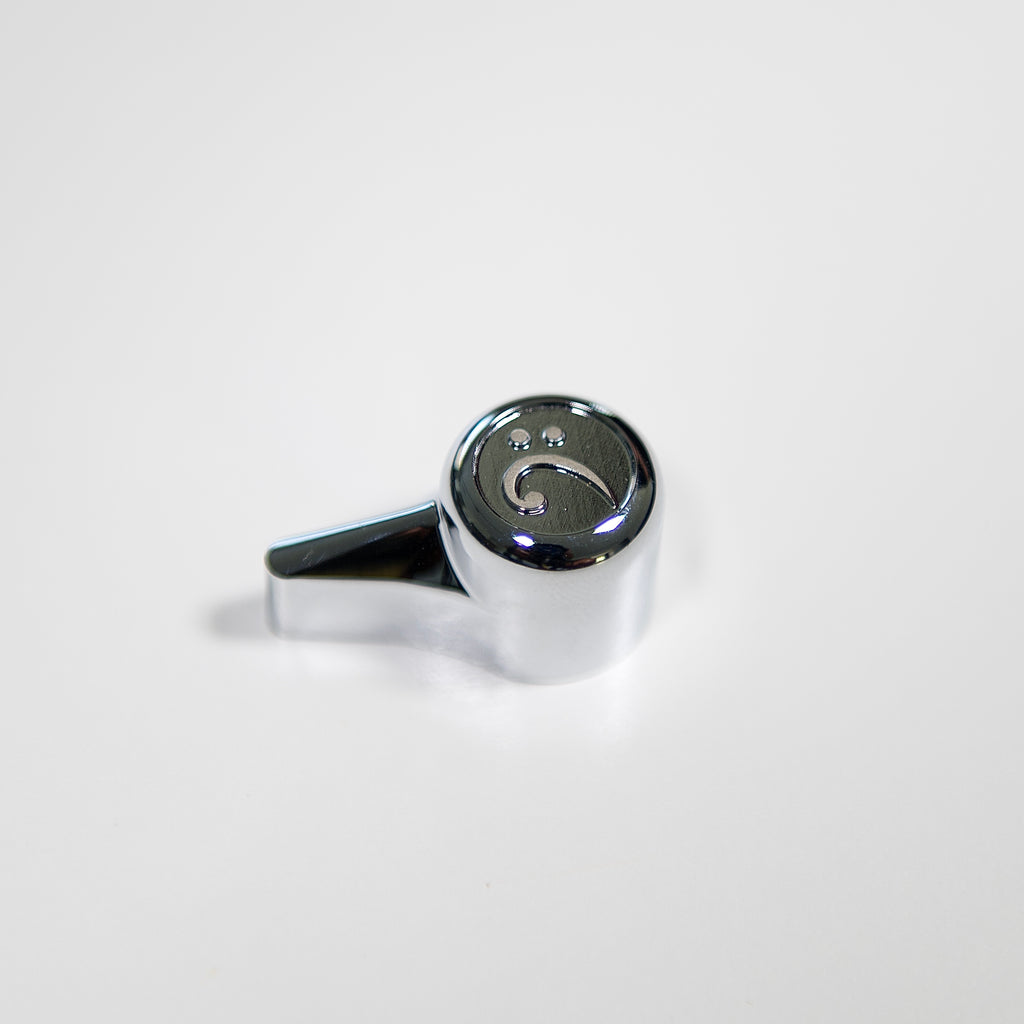 'The Selector' Bass Knob - Simple Bass Clef Design - Chrome