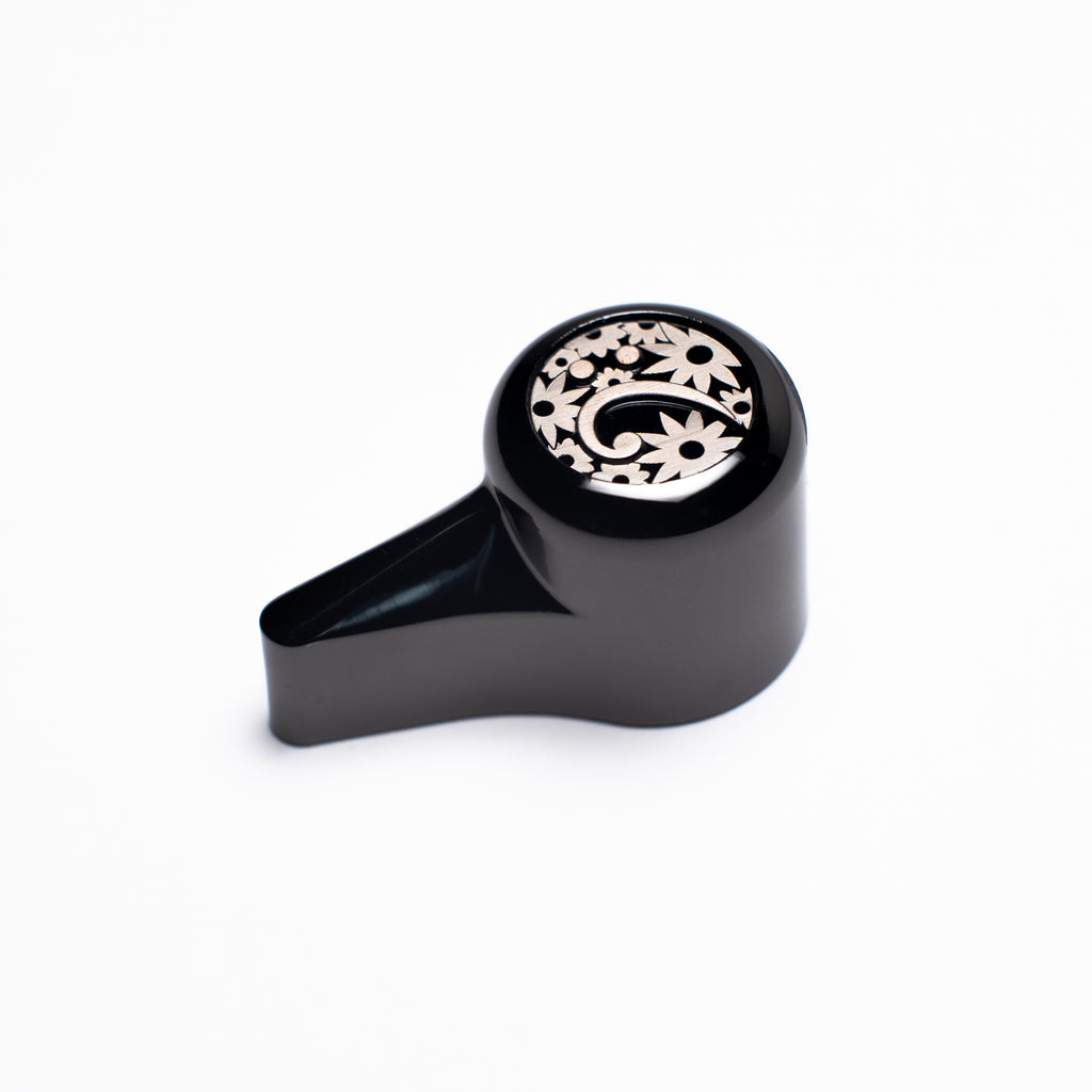 'The Selector' Bass Knob - Floral Bass Clef Design - Shadow Chrome